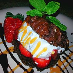 A picture of Chocolate Amaretto Strawberry Shortcakes.