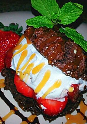 A picture of Chocolate Amaretto Strawberry Shortcakes.