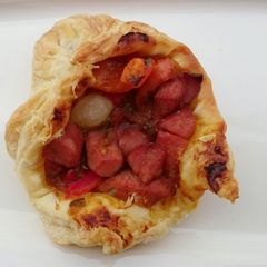 A picture of Curried Hotdog And Jalepeno Puff Pastry.