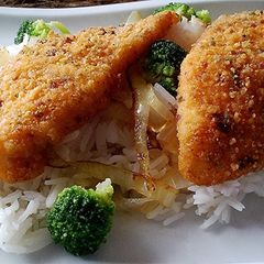 A picture of Spicy tortilla encrusted baked tilapia.