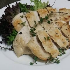 A picture of Pan Fried Chicken with Thyme.