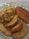 Ackee &saltfish with breadfruit and plantain