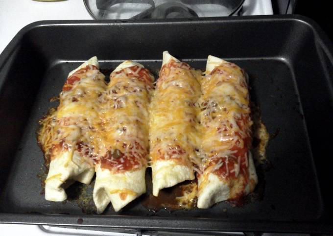 Steps to Prepare Super Quick Homemade cheesy chicken enchilada/ burritos