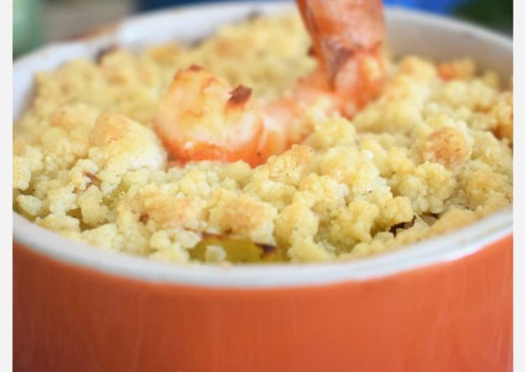 Crumble de crevettes aux légumes