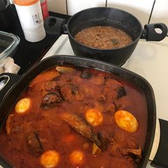 A picture of Beans and fish pepper stew.