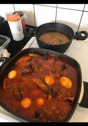 A picture of Beans and fish pepper stew.