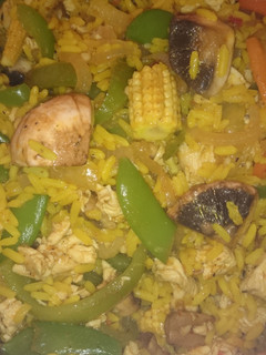 A picture of Healthy chicken and rice stirfry.