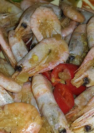 A picture of Olive oil and Garlic Prawns.