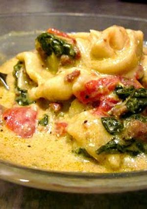 A picture of Creamy Sausage Tortellini Soup.