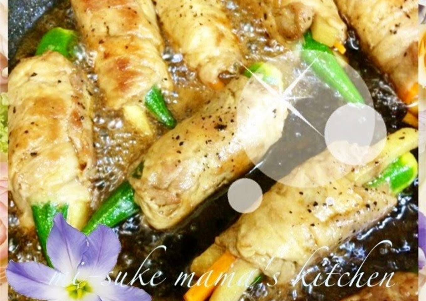 Pork and Okra Rolls with Potatoes - For Bentos