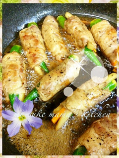 A picture of Pork and Okra Rolls with Potatoes - For Bentos.