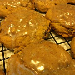 A picture of "Pumpkin Cookies" - with nuts & raisins & cinnamon glaze.......
