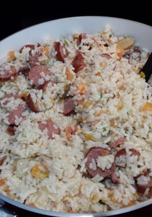 A picture of Sausage and Rice.