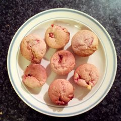 A picture of Sophie's strawberry and white chocolate muffins.