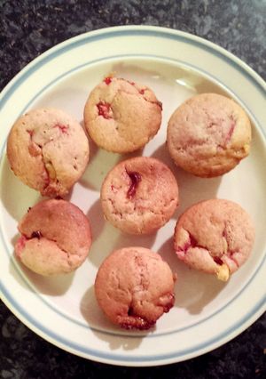 A picture of Sophie's strawberry and white chocolate muffins.