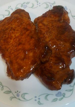 A picture of Oven Baked BBQ pork chops.