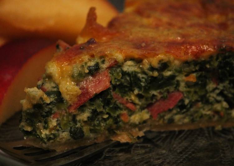 Steps to Make Perfect kale,bacon &amp; hash quiche