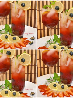 स्पार्कलिंग ब्लूबेरी और स्ट्रॉबेरी मॉकटेल Sparkling Blueberry aur Strawberry mocktail recipe Hindi) रेसिपी मुख्य फोटो