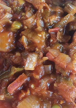 Lecsó kétfajta hagymával, hamis hegyessel recept fotója