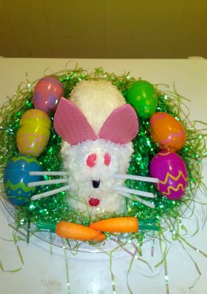 A picture of Easter bunny cake.