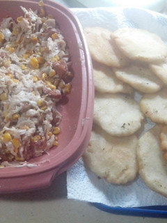A picture of Chicken Bacon Arepas.