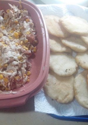 A picture of Chicken Bacon Arepas.