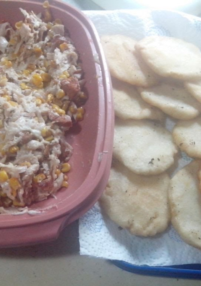 A picture of Chicken Bacon Arepas.