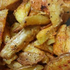 A picture of Cheesy Roasted French Fries.