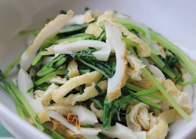 Simple Way to Prepare Favorite Mizuna Greens, Chikuwa, and Tofu Medley