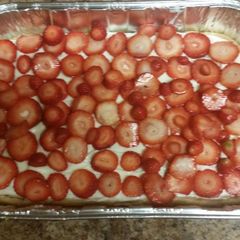 A picture of Strawberry Sugar Cookie Cheesecake.