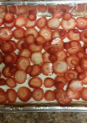A picture of Strawberry Sugar Cookie Cheesecake.