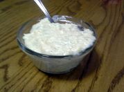 A picture of rice pudding with cooked rice