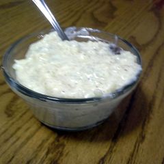 A picture of leftover rice pudding.