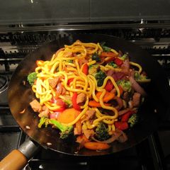 A picture of Sweet And Sour Pork With Noodles.