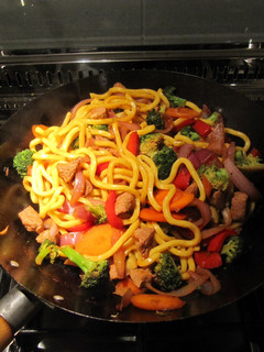 A picture of Sweet And Sour Pork With Noodles.