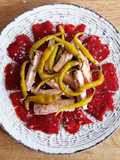 Pimiento del piquillo, melva y piparras
