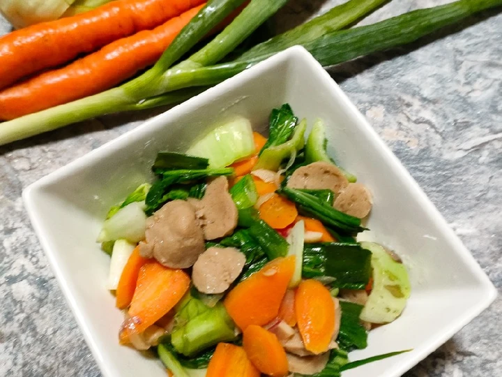 Cara Gampang Membuat Resep Tumis Pakcoy, Wortel dan Baso (418) yang Bisa Manjain Lidah