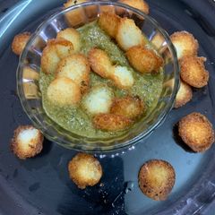 Fried idli in Palak gravy A picture of Fried idli in Palak gravy.