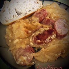 A picture of Cheddar Pierogies in the Crockpot (Easy).