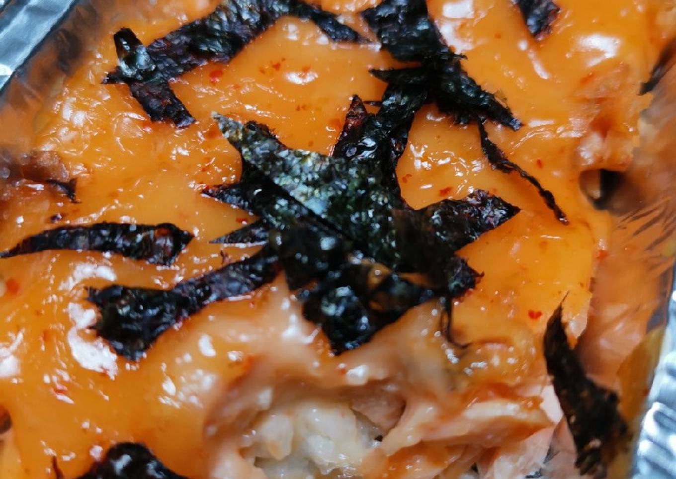 Salmon mentai rice