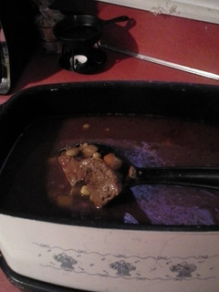 A picture of Beef vegetable soup.
