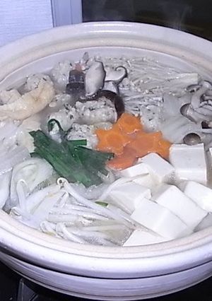 A picture of Salt Flavored Chanko Nabe (Hotpot) With Delicious Chicken Dumplings.