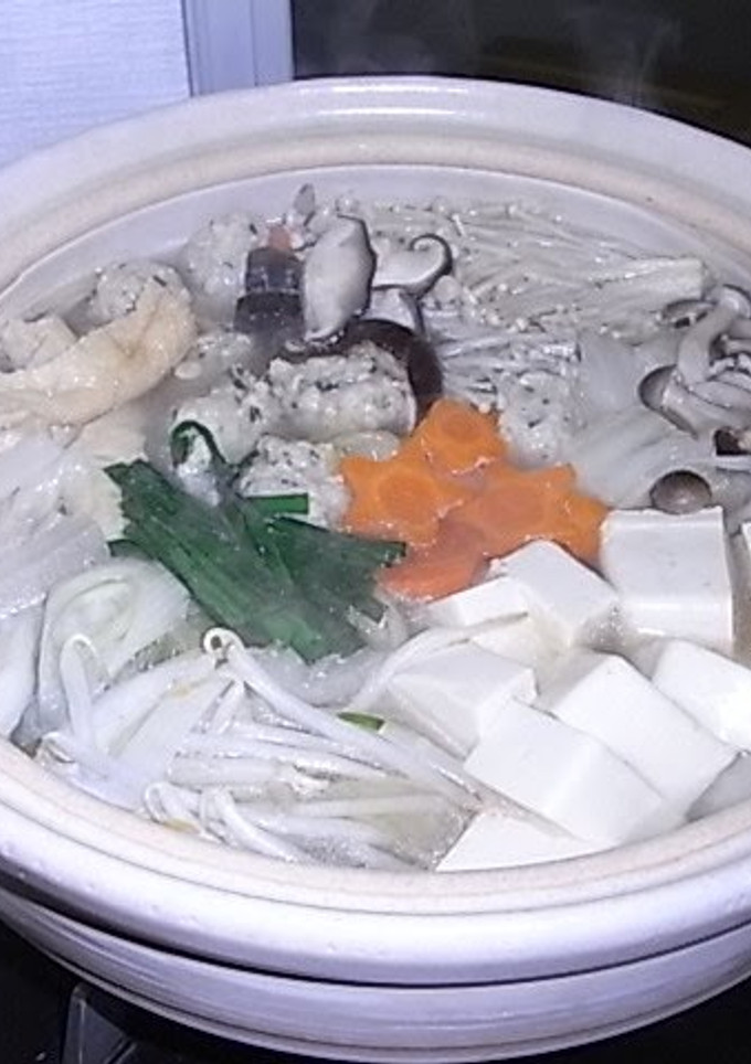 A picture of Salt Flavored Chanko Nabe (Hotpot) With Delicious Chicken Dumplings.