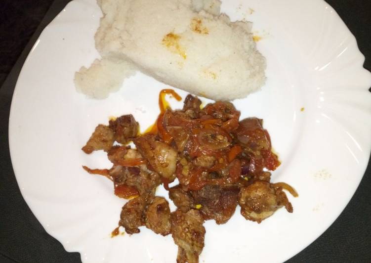 Wet fry beef with ugali