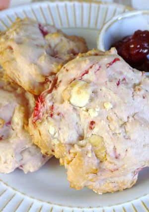 A picture of Special Strawberry & White Chocolate Scones.