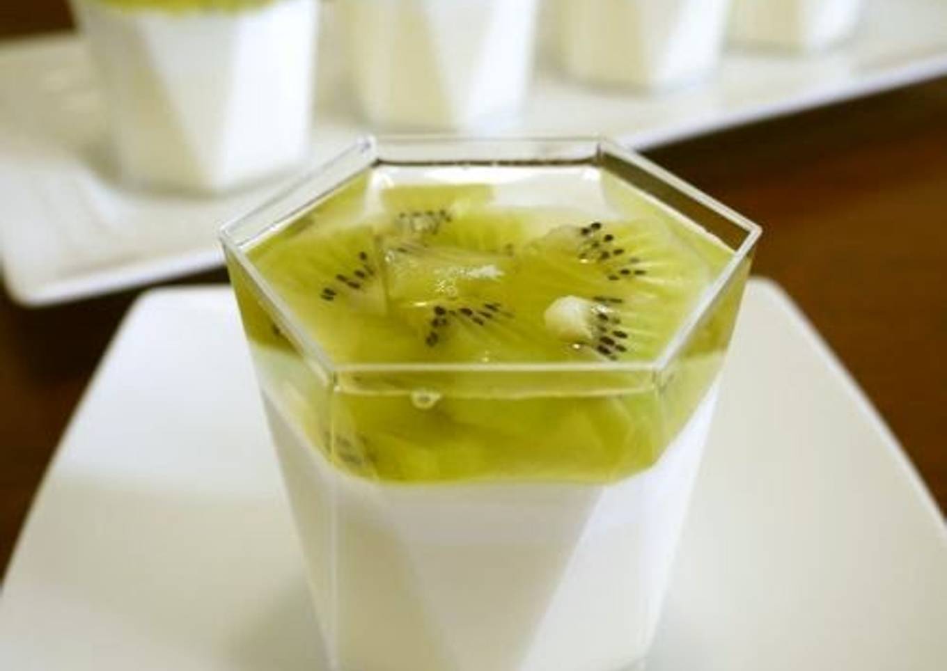 Creamy Bavarois with Kiwi Syrup