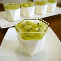 A picture of Creamy Bavarois with Kiwi Syrup.
