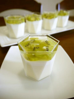 A picture of Creamy Bavarois with Kiwi Syrup.