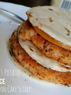 A picture of Sweet Potato & Rice Salmon Cake Sliders.