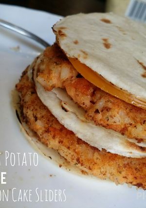 A picture of Sweet Potato & Rice Salmon Cake Sliders.